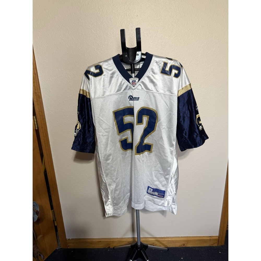 St. Louis Rams #52 Polley NFL Equipment Reebok Jersey XL White Blue Gold‎